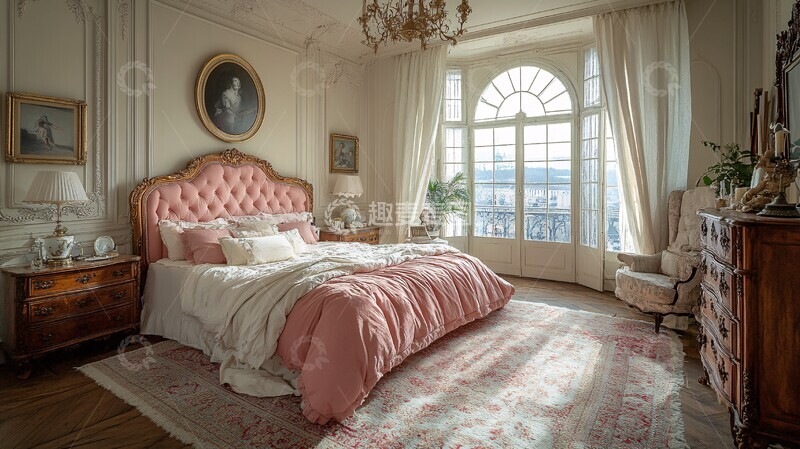 高清大图下载【趣麦麦图】粉色床浪漫卧室