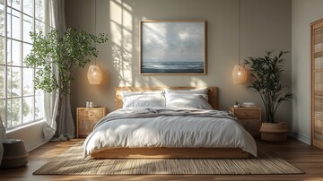 浅灰木床植物装饰2