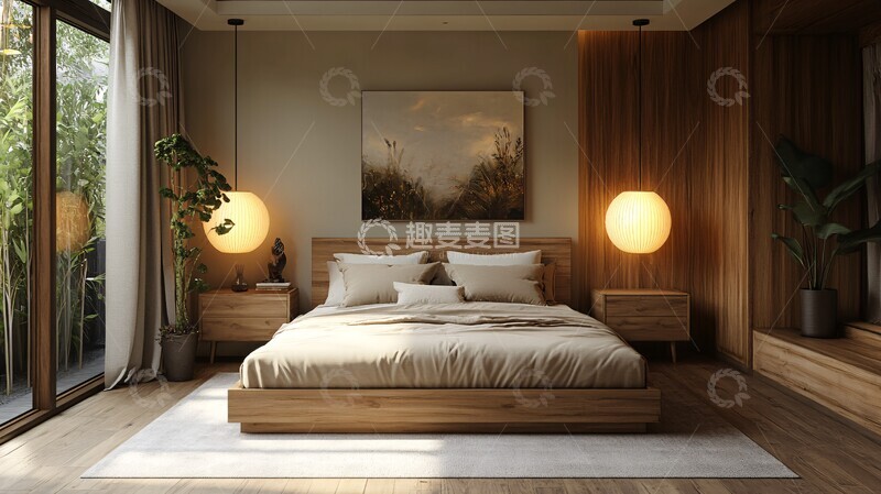 高清大图下载【趣麦麦图】简约木质卧室布置3