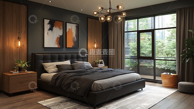 高清大图下载【趣麦麦图】黑白木艺卧室3