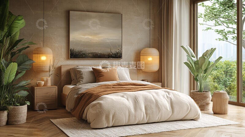 高清大图下载【趣麦麦图】北欧风卧室床头装饰