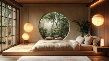 榻榻米实木床布置1