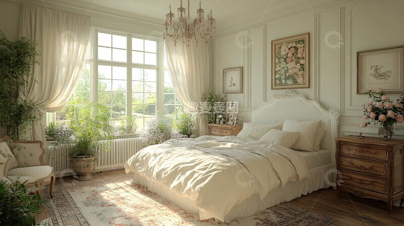 高清大图下载【趣麦麦图】白色床浪漫卧室1
