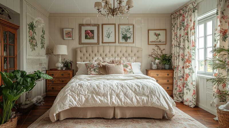 高清大图下载【趣麦麦图】木床花帘复古卧室4