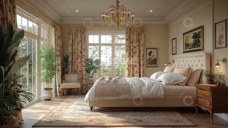 高清大图下载【趣麦麦图】木床花帘复古卧室6