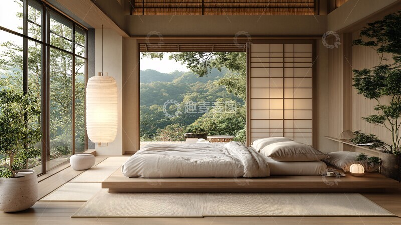 高清大图下载【趣麦麦图】榻榻米床与木地板