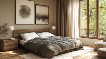 黑色木床简约空间