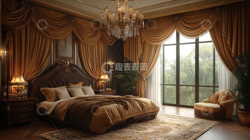 高清大图下载【趣麦麦图】复古欧洲风格卧室1