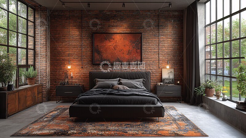 高清大图下载【趣麦麦图】工业风卧室布置1
