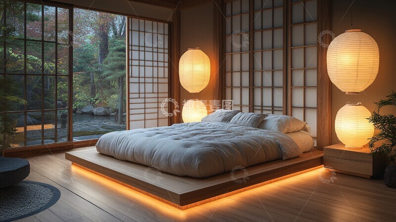 高清大图下载【趣麦麦图】榻榻米木床装饰1