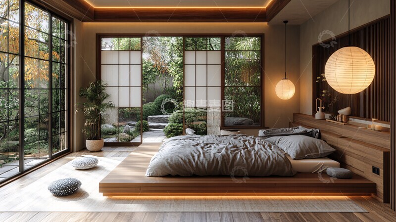 高清大图下载【趣麦麦图】榻榻米木床装饰2