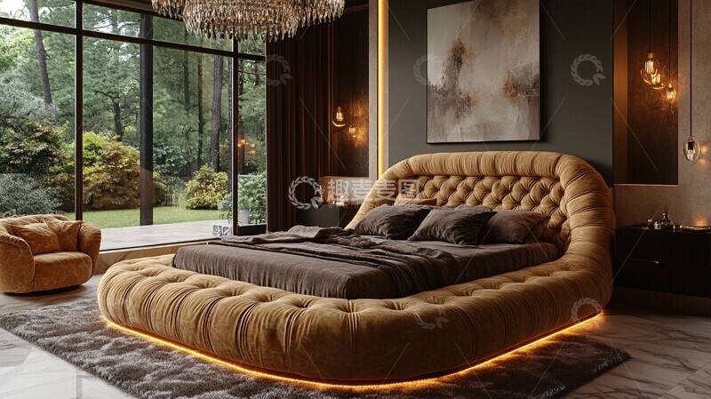 高清大图下载【趣麦麦图】黄金床榻现代风2
