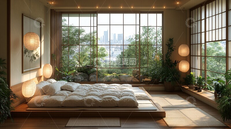高清大图下载【趣麦麦图】榻榻米木床装饰