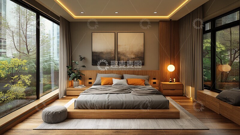 高清大图下载【趣麦麦图】灰木床头灯卧室2