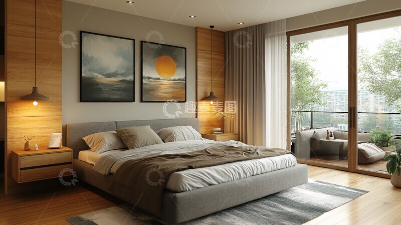 高清大图下载【趣麦麦图】灰木床头灯卧室