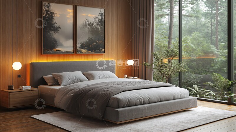高清大图下载【趣麦麦图】灰木床头灯卧室1