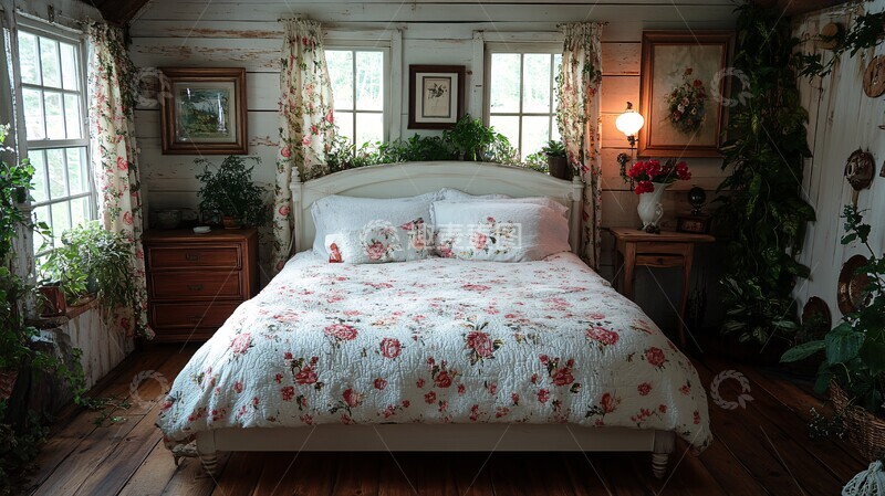 高清大图下载【趣麦麦图】白色木床卧室布置3