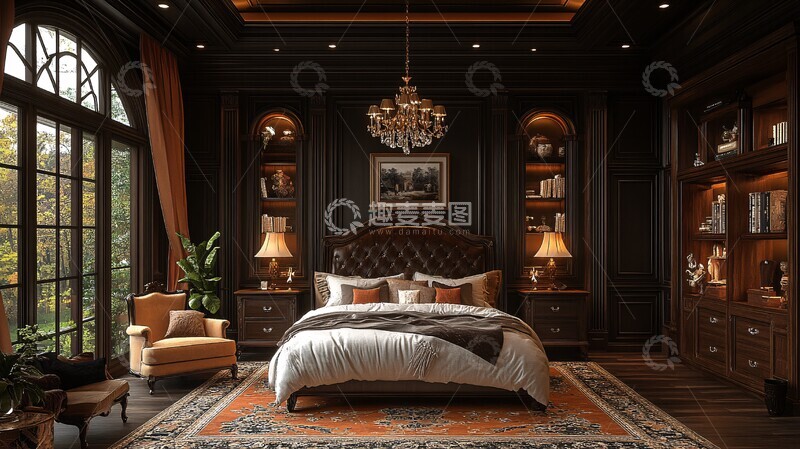 高清大图下载【趣麦麦图】古典木床卧室3