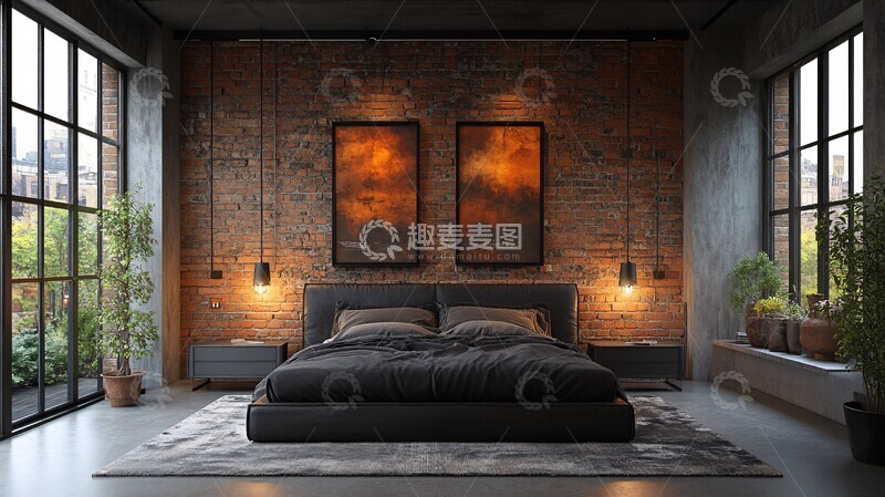 高清大图下载【趣麦麦图】工业风卧室设计