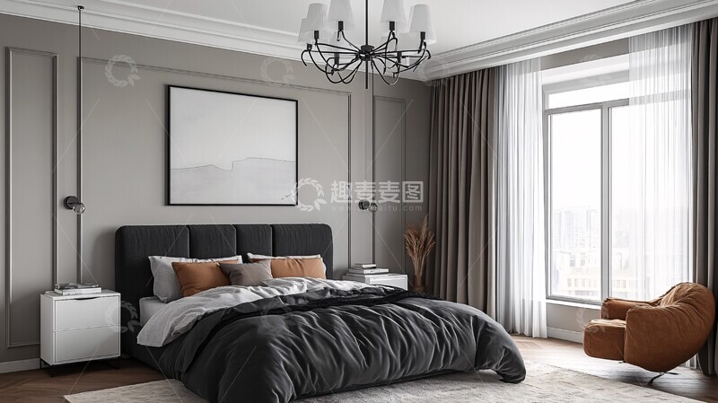 高清大图下载【趣麦麦图】黑白木质卧室2