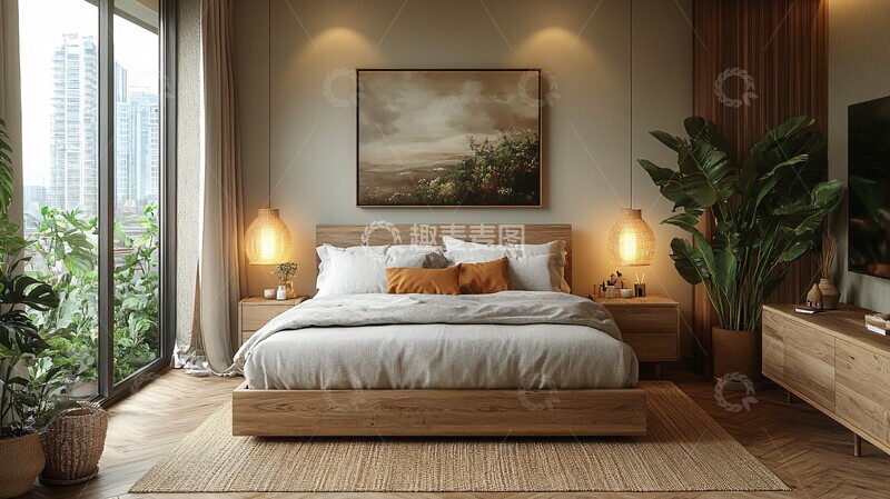 高清大图下载【趣麦麦图】木质床头灯饰