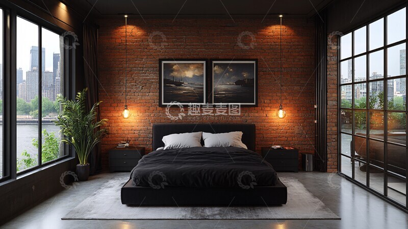 高清大图下载【趣麦麦图】工业风卧室布置