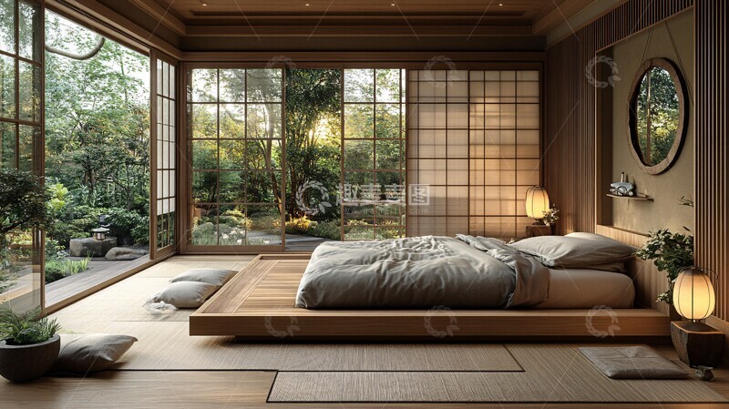 高清大图下载【趣麦麦图】日式榻榻米床铺