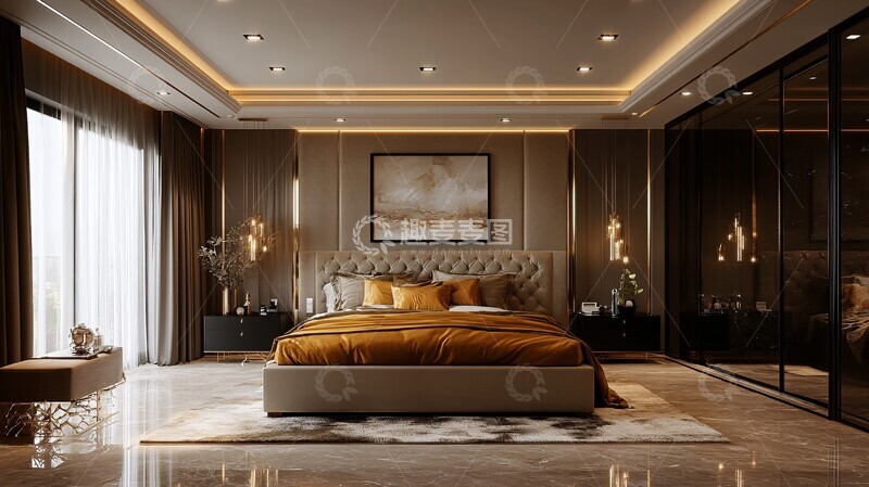 高清大图下载【趣麦麦图】黄金床现代卧室3