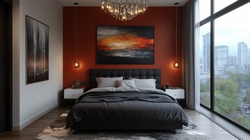 黑白床与抽象画1