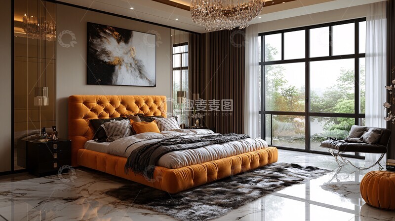 高清大图下载【趣麦麦图】黄金床现代卧室