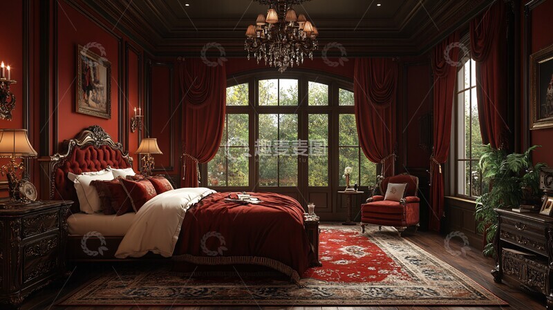 高清大图下载【趣麦麦图】复古木质卧室床头柜1