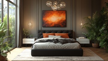 黑白床与抽象画2