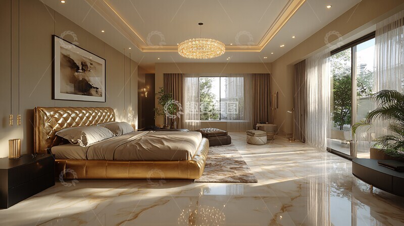 高清大图下载【趣麦麦图】黄金床现代卧室1