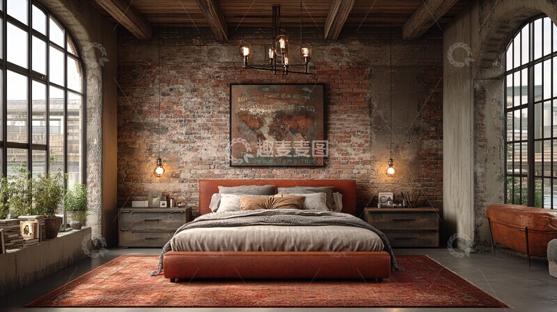 高清大图下载【趣麦麦图】工业风卧室设计7
