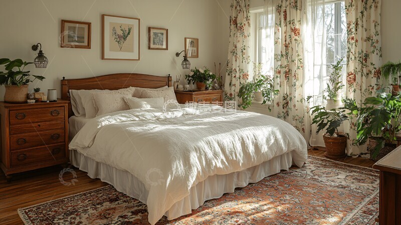 高清大图下载【趣麦麦图】白色木床卧室布置4