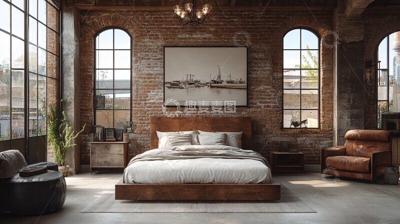 高清大图下载【趣麦麦图】工业风卧室设计6