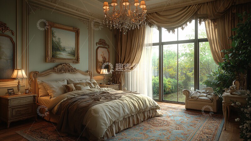 高清大图下载【趣麦麦图】轻色雕刻床头卧室1