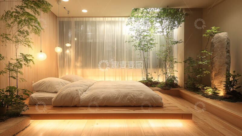 高清大图下载【趣麦麦图】榻榻米床与木地板3