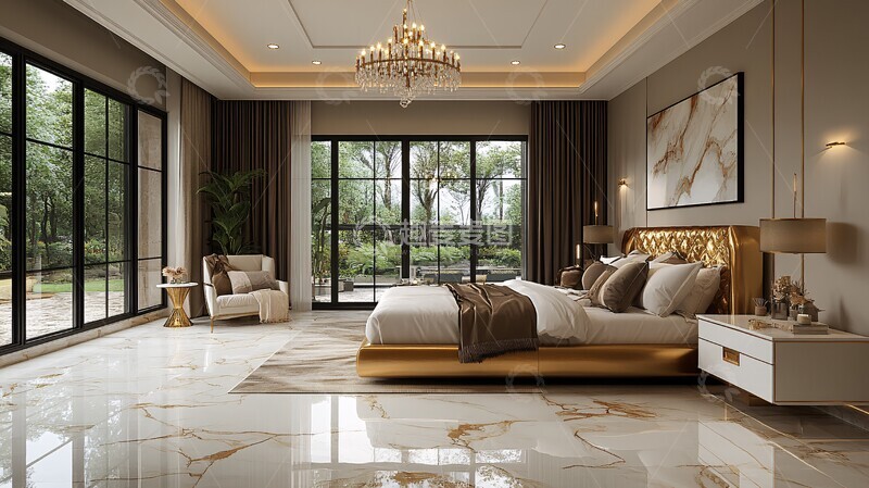 高清大图下载【趣麦麦图】黄金床奢华卧室1