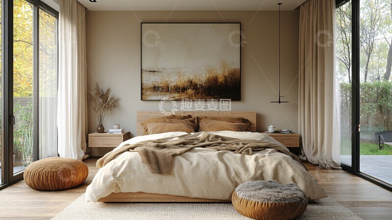 高清大图下载【趣麦麦图】简约北欧卧室布置3