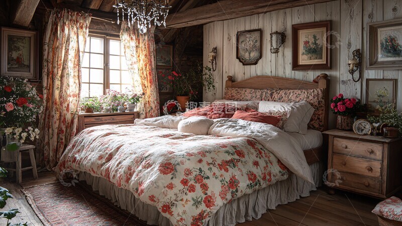 高清大图下载【趣麦麦图】花卉床品温馨卧室