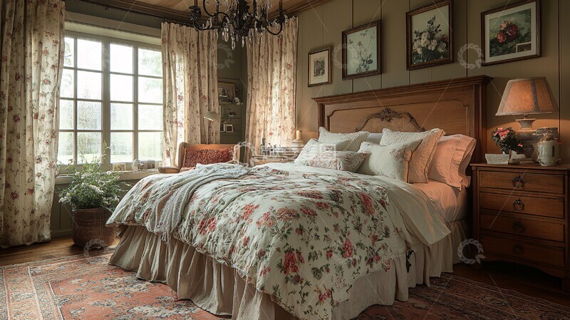 高清大图下载【趣麦麦图】花卉床品温馨卧室1