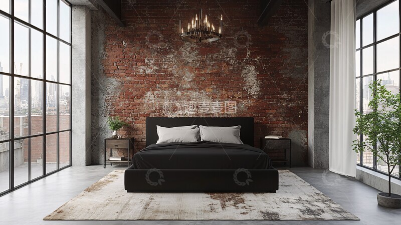 高清大图下载【趣麦麦图】工业风卧室设计1