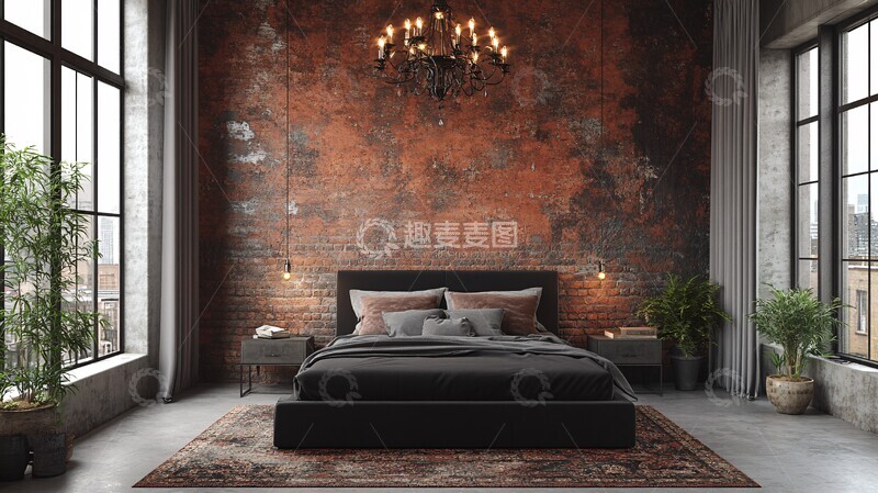 高清大图下载【趣麦麦图】工业风卧室设计2