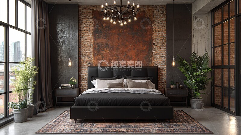 高清大图下载【趣麦麦图】工业风卧室设计4