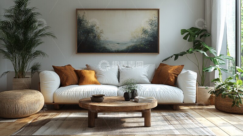 高清大图下载【趣麦麦图】白色沙发木桌装饰5