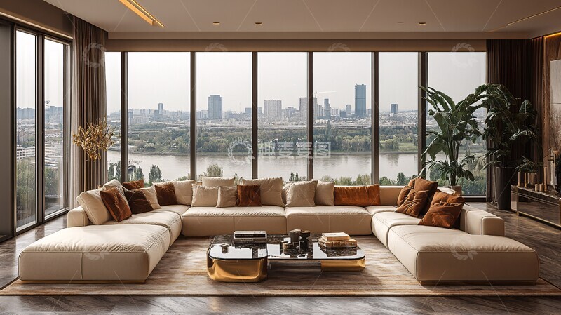 高清大图下载【趣麦麦图】宽敞现代客厅3