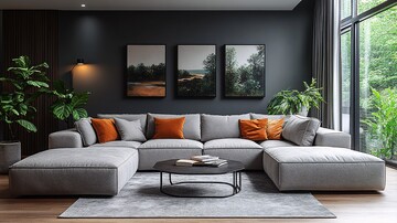 灰沙发金属桌艺术墙3