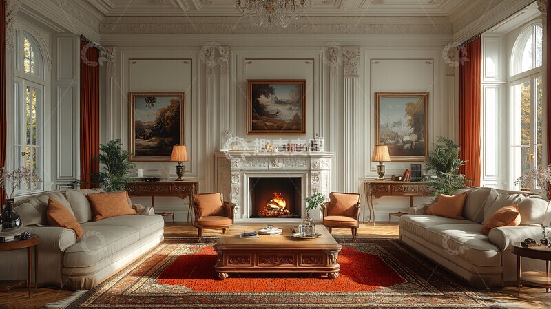 高清大图下载【趣麦麦图】古典沙发咖啡桌1