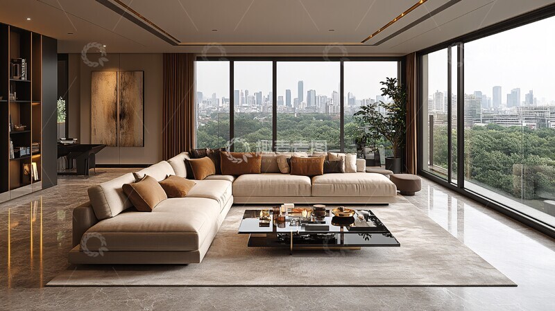 高清大图下载【趣麦麦图】宽敞现代客厅1